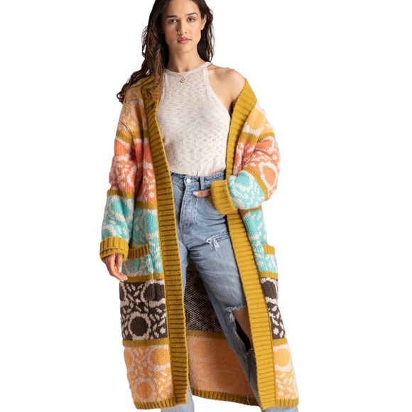 Anthropologie Sweaters - Anthropologie Maeve Colorblock Kimono Knit Cardigan OS